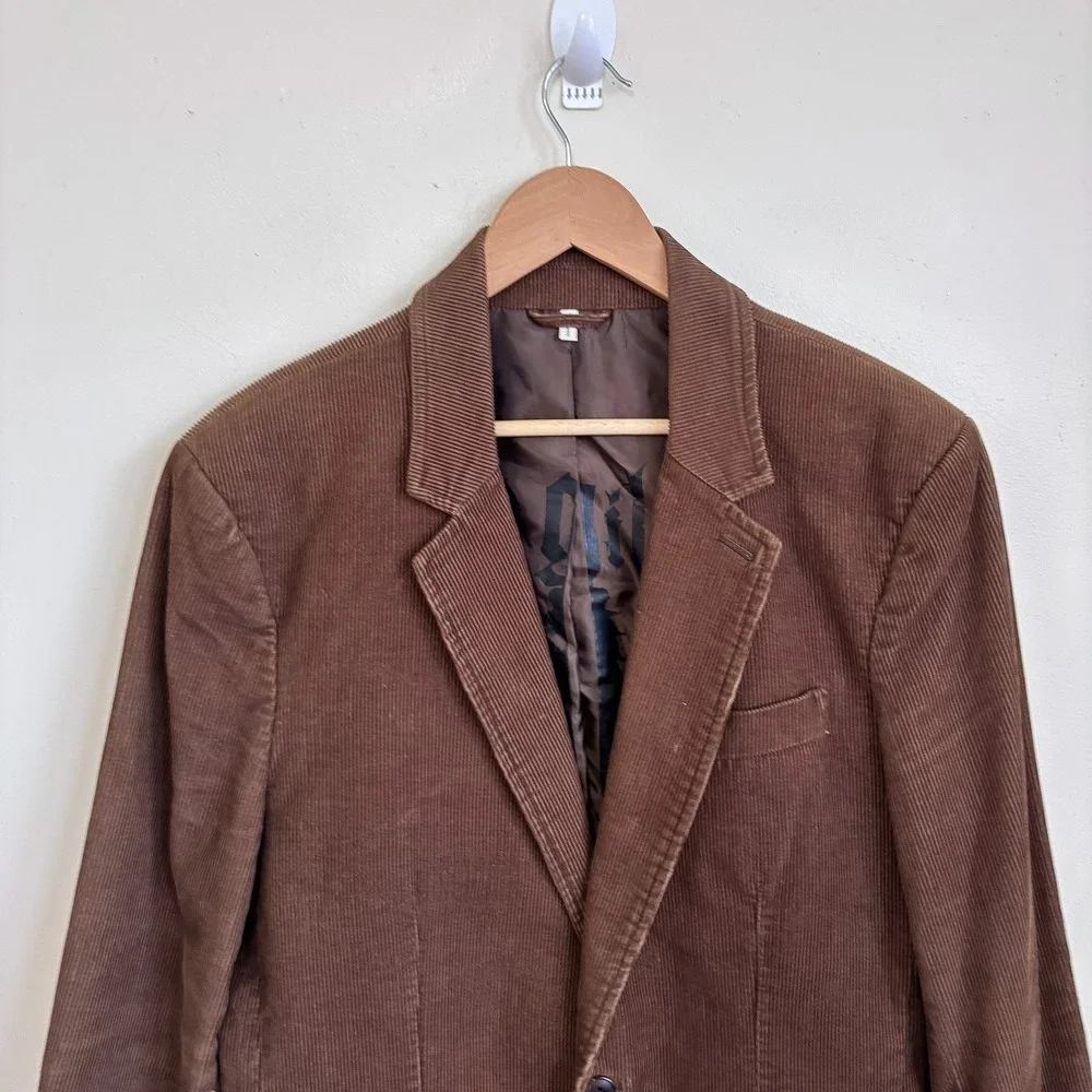 Juicy Couture Mens Vintage Corduroy Blazer Jacket Size 42 Brown Elbow Patches